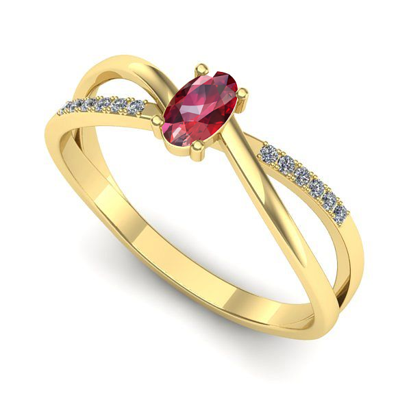Inel de logodna din aur galben cu rubin