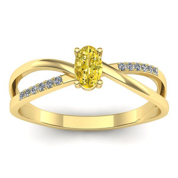 Inel de logodna cu safir galben oval