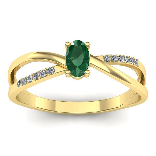 Inel de logodna cu smarald oval