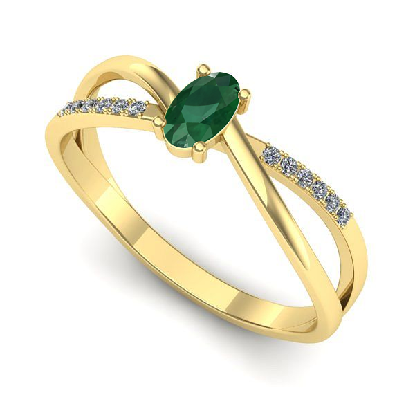 Inel din aur galben cu smarald