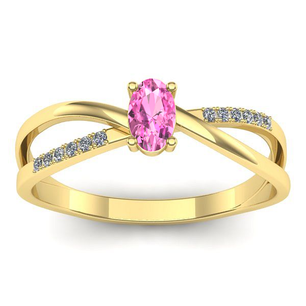 Inel cu safir roz oval