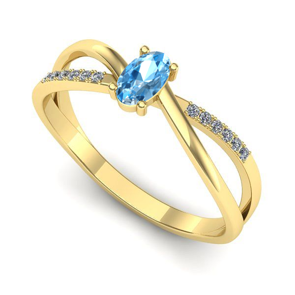 Inel din aur galben cu topaz blue