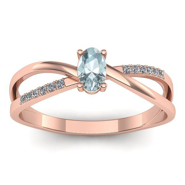 Inel logodna cu aquamarin oval