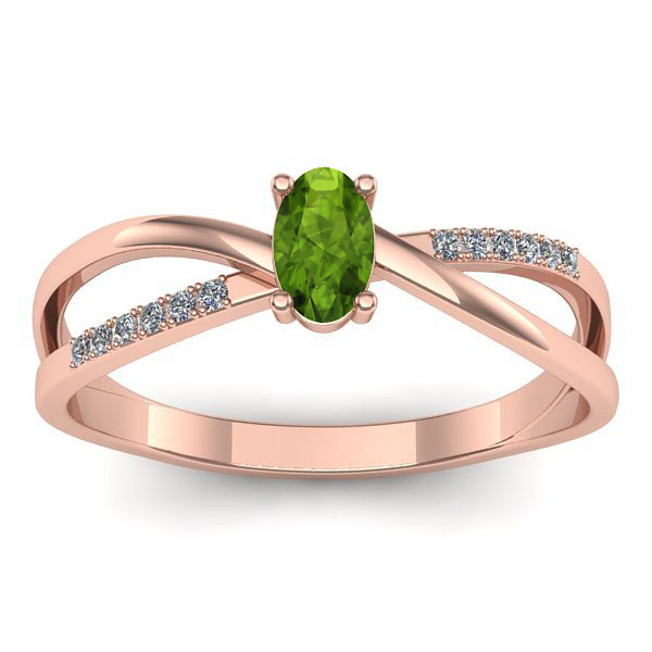 Inel de logodna cu peridot oval