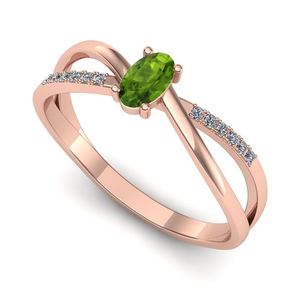 Inel de logodna din aur roz cu peridot