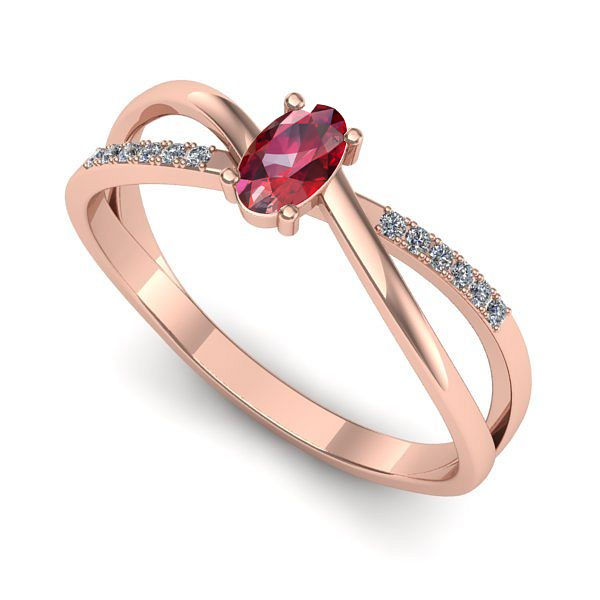 Inel din aur roz cu rubin