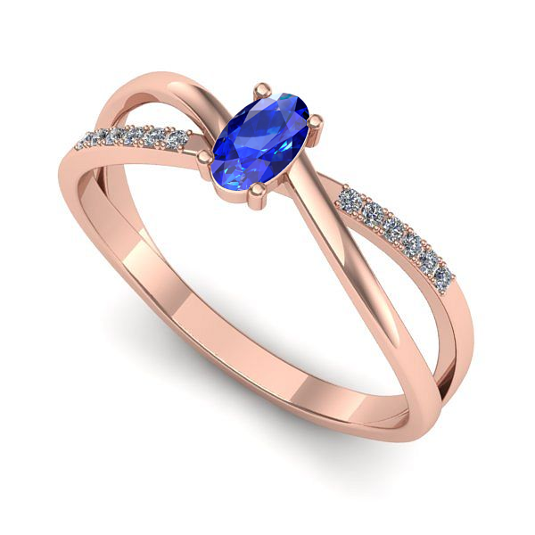 Inel din aur roz cu safir