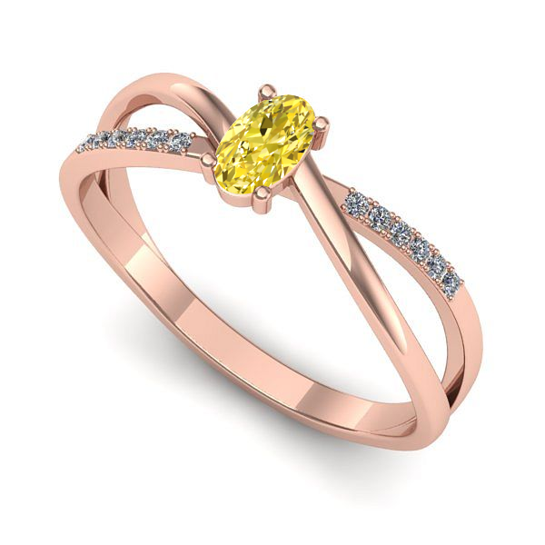 Inel logodna din aur roz cu safir galben