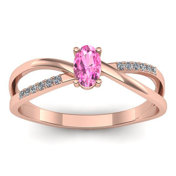 Inel cu safir roz oval