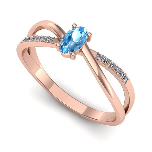 Inel din aur roz cu topaz blue