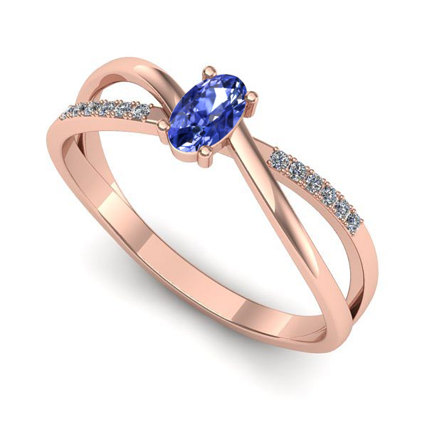 Inel logodna din aur roz cu tanzanit