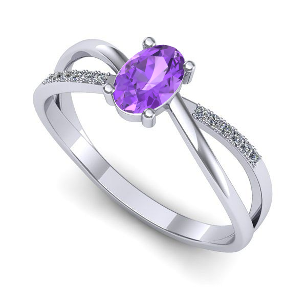 Inel de logodna din aur alb cu ametist