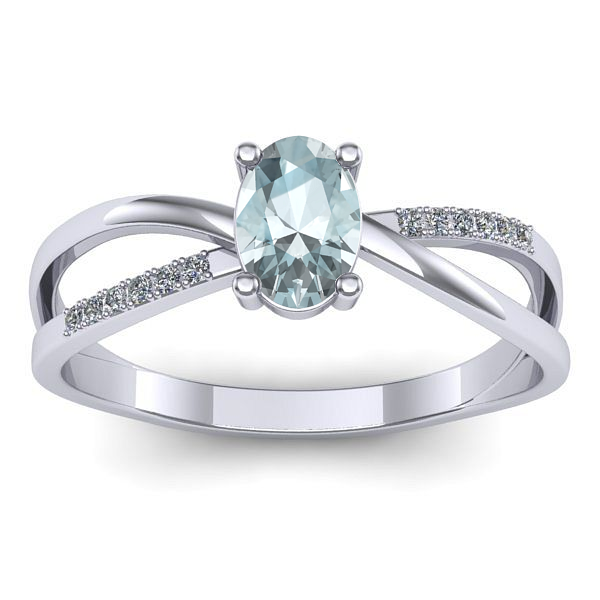 Inel cu aquamarin oval