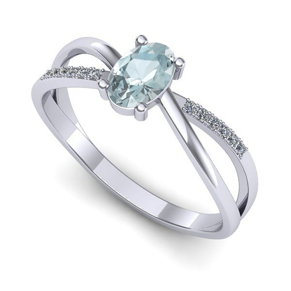 Inel de logodna din aur alb cu aquamarin