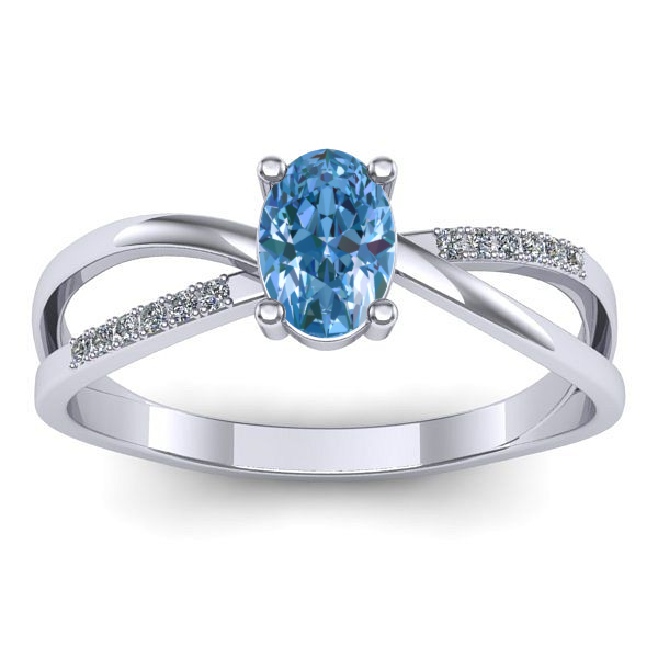 Inel logodna cu diamant de laborator albastru oval