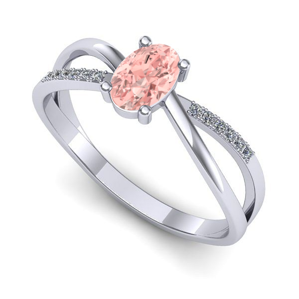 Inel din aur alb cu diamant de laborator roz