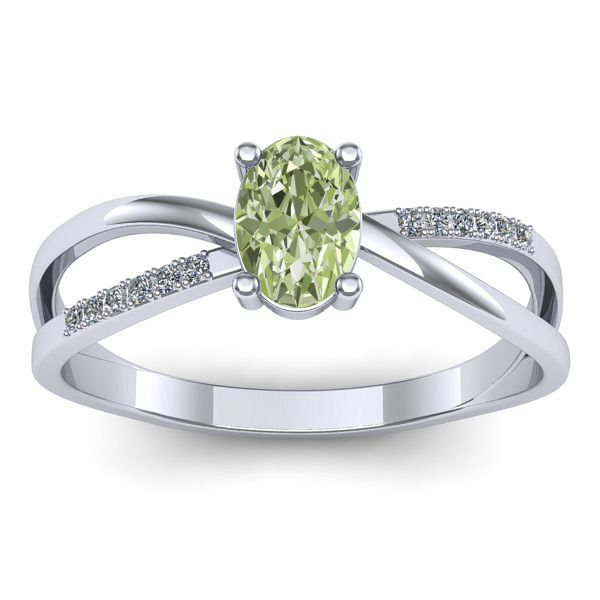 Inel logodna cu diamant de laborator verde oval