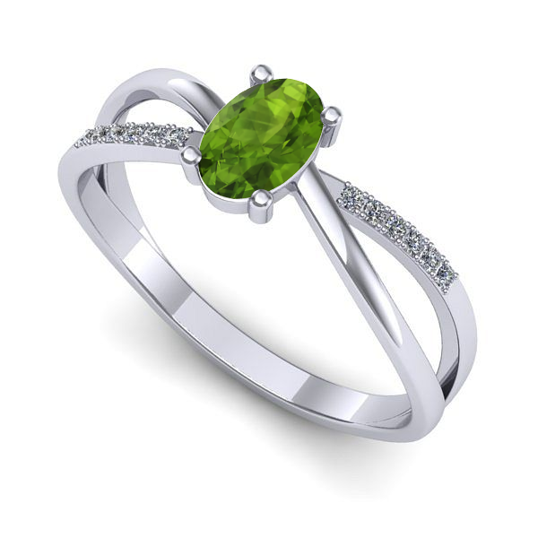 Inel logodna din aur alb cu peridot