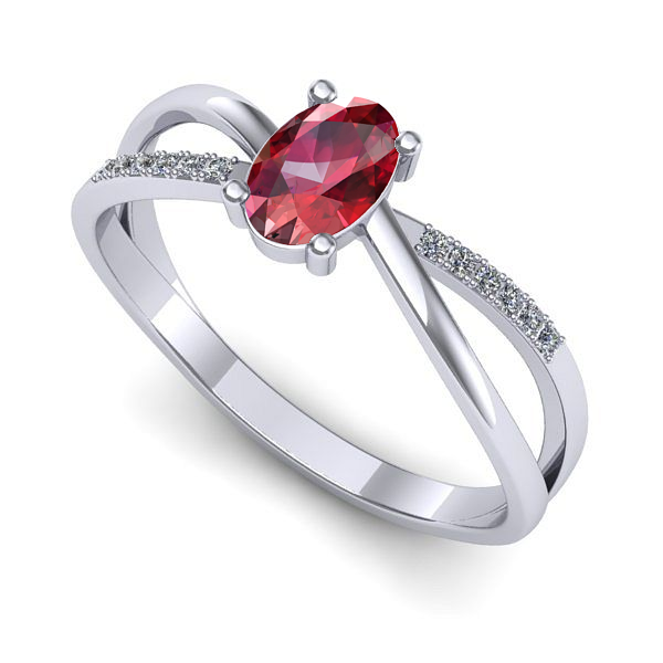 Inel de logodna din aur alb cu rubin