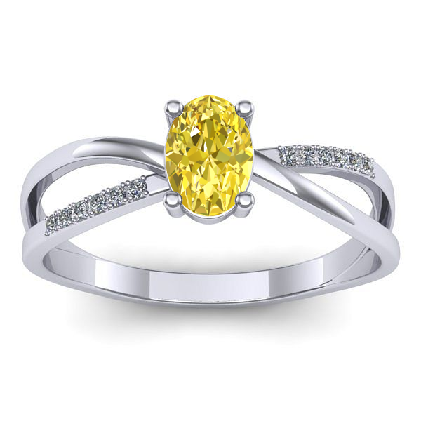 Inel cu safir galben oval