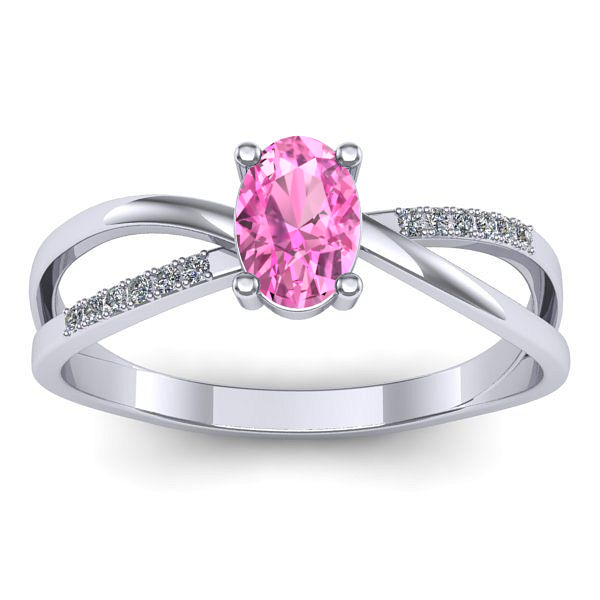 Inel cu safir roz oval