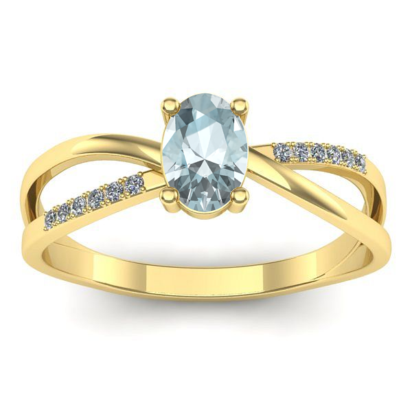 Inel de logodna cu aquamarin oval