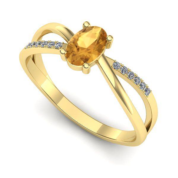 Inel de logodna din aur galben cu citrin