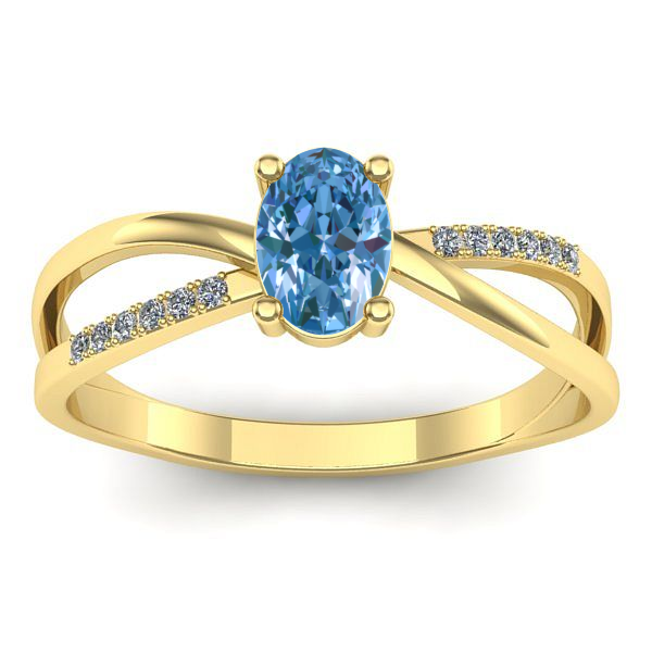 Inel logodna cu diamant de laborator albastru oval