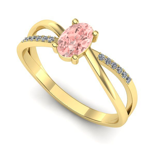 Inel din aur galben cu diamant de laborator roz