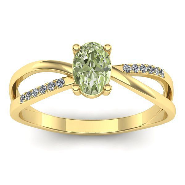 Inel de logodna cu diamant de laborator verde oval