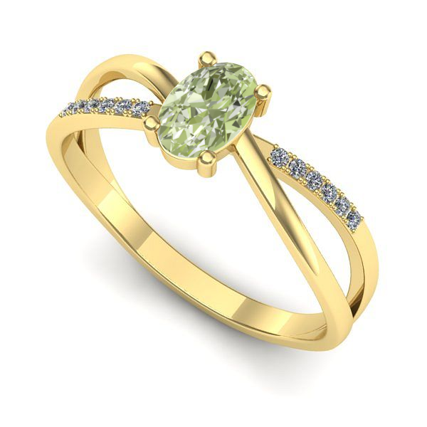 Inel de logodna din aur galben cu diamant de laborator verde