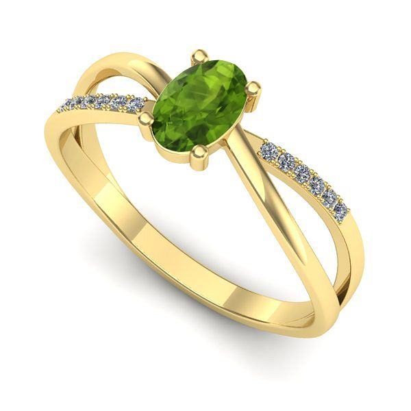 Inel din aur galben cu peridot