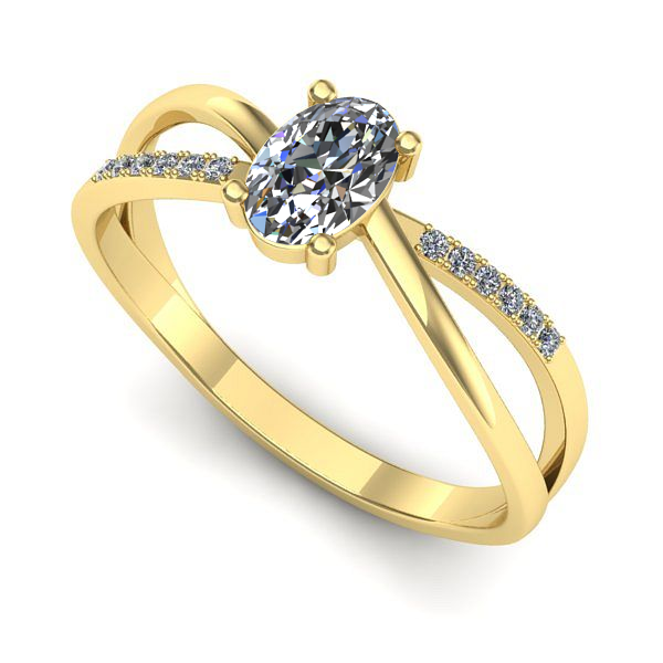 Inel de logodna din aur galben cu safir alb
