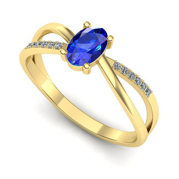 Inel logodna din aur galben cu safir
