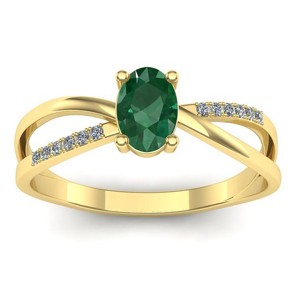Inel de logodna cu smarald oval