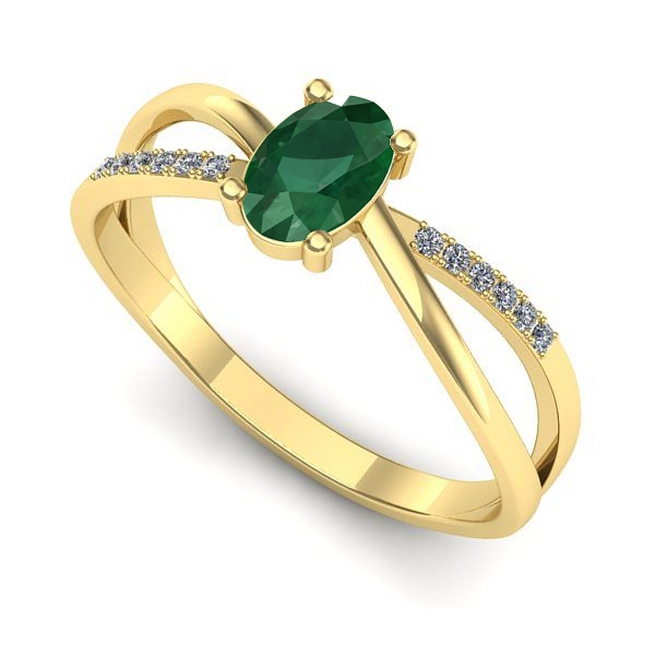 Inel de logodna din aur galben cu smarald