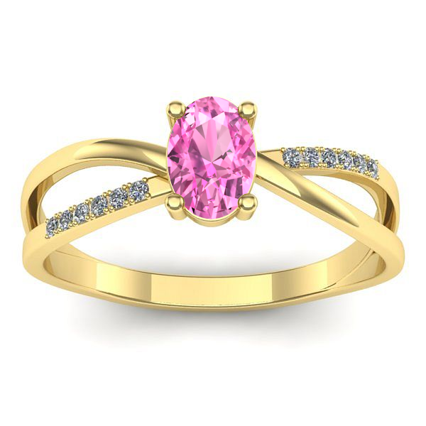 Inel cu safir roz oval