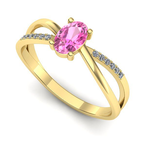 Inel din aur galben cu safir roz