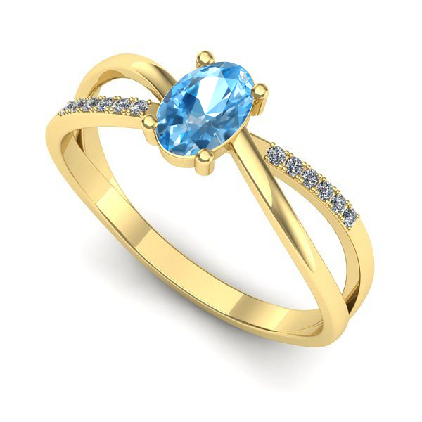 Inel de logodna din aur galben cu topaz blue
