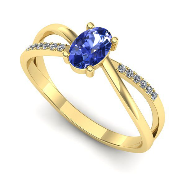 Inel logodna din aur galben cu tanzanit