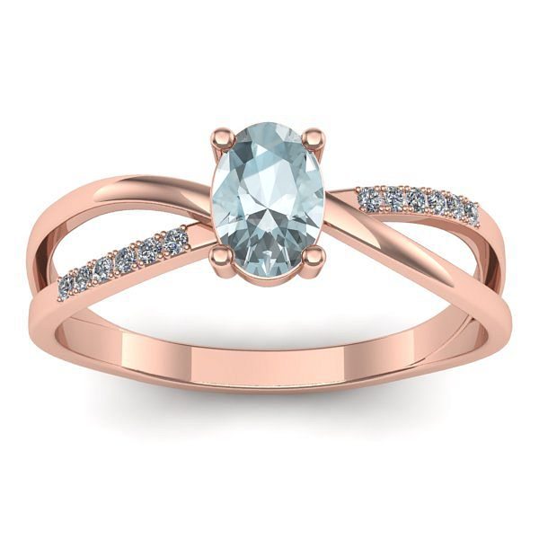 Inel cu aquamarin oval