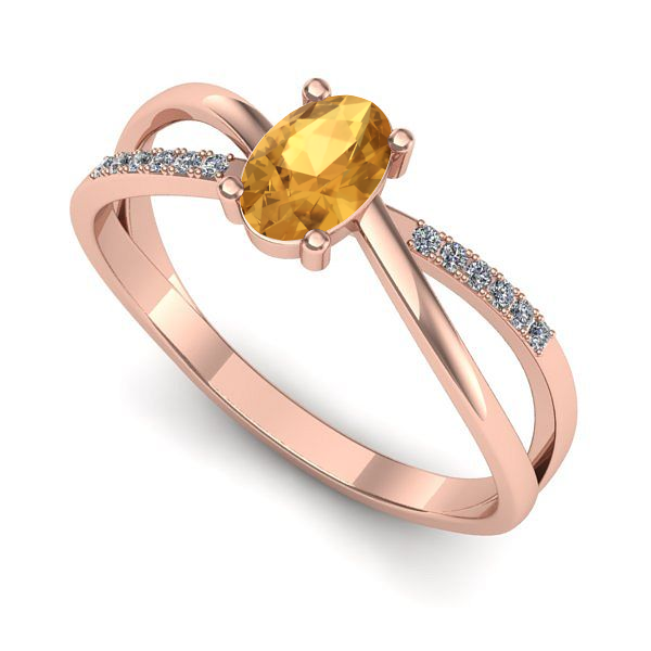 Inel de logodna din aur roz cu citrin