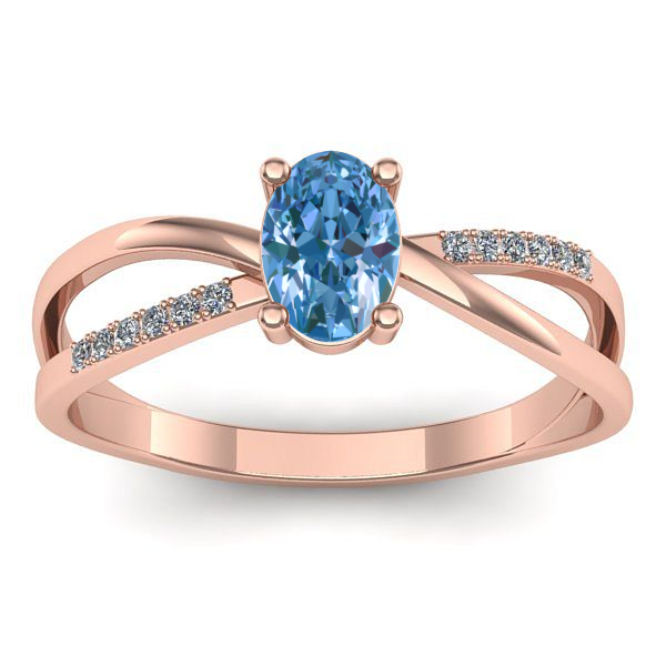 Inel cu diamant de laborator albastru oval
