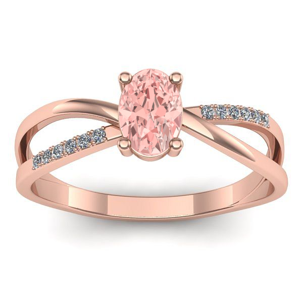 Inel logodna cu diamant de laborator roz oval