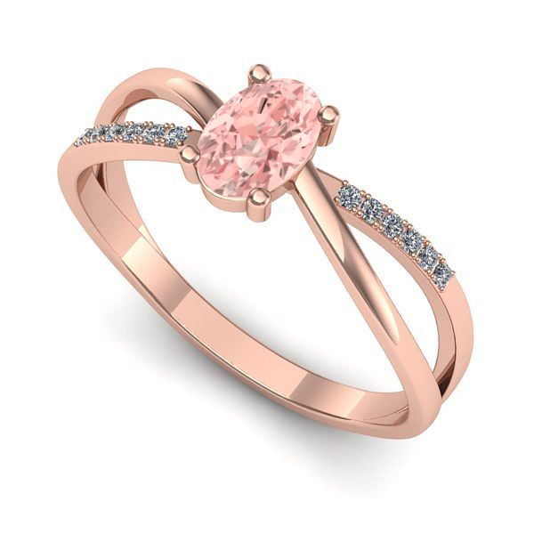 Inel din aur roz cu diamant de laborator roz