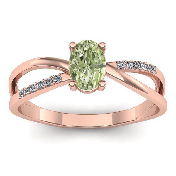 Inel de logodna cu diamant de laborator verde oval