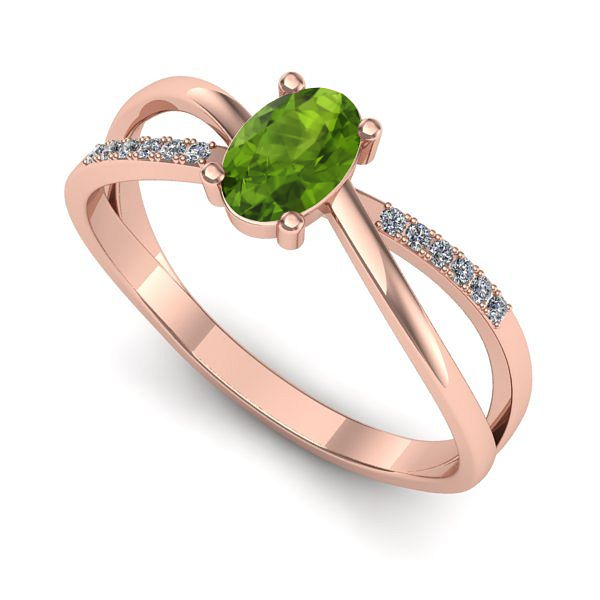 Inel de logodna din aur roz cu peridot