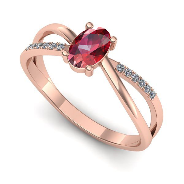Inel logodna din aur roz cu rubin
