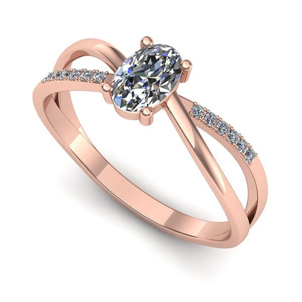 Inel logodna din aur roz cu safir alb