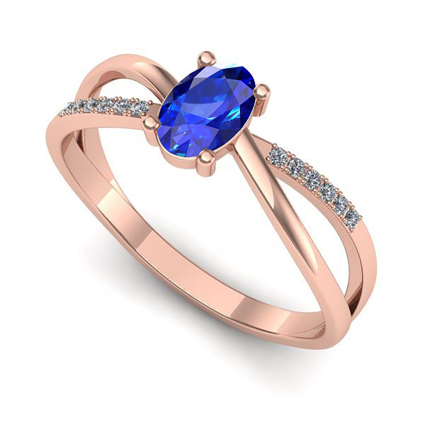 Inel din aur roz cu safir